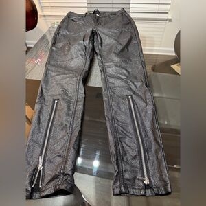 bebe Black Shimmery Skinny Pants with Front Zippers